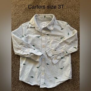 Carter's Striped Shirt with Green Dinosaur Print size 3T